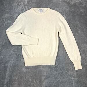 I. Magnin Sweater Womens XS 100% Cashmere Cableknit Pullover Cream Preppy